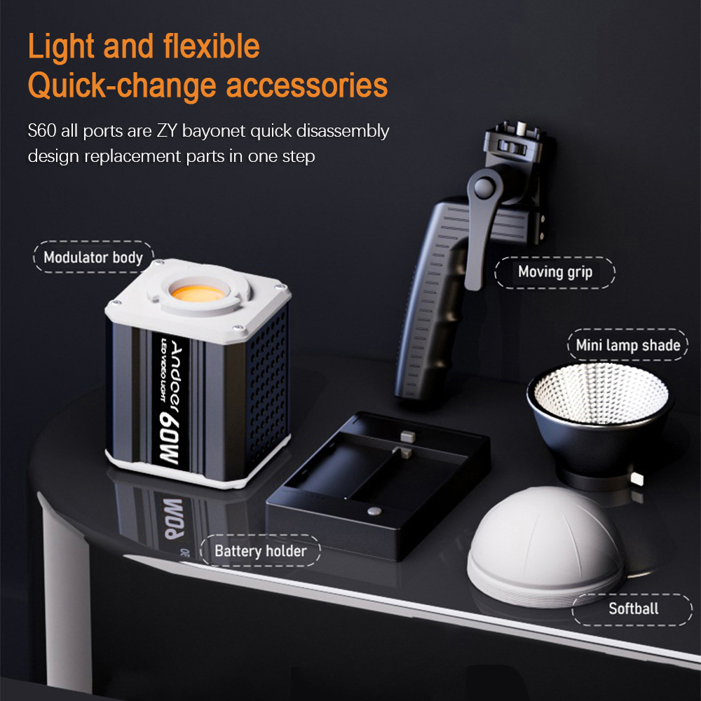 Andoer ثلاثي الألوان LED 60W C - مراجعة Photography Videos Free وسعره
